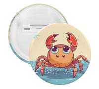 Summer Cartoon Crab Tinplate Badge Personalized Round Brooch Large Craft Button Suitable for Teachers, Nurses, Doctors, Staff, Party Gift Accessories, style, 12 Pieces