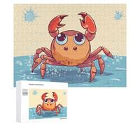 Summer Cartoon Crab Wooden Puzzles for Adults 500 PCS Unique Shape Puzzles Wall Art Home Decor for Puzzle Lovers, Family, Friend Creative Gift Toys