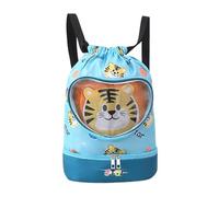 Summer Cartoon Pattern for Children in Swimming Bag that Can Store Dry Clothes Separately, with Shoe Compartment, Swimsuit Storage Organiser, Travel, Beach Bag Pack, Lightweight, tiger, see