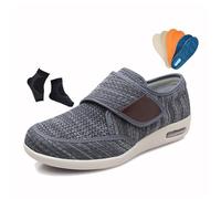 Summer Casual Mesh Breathable Adjustable Orthopedic Diabetic Sandals for Men, Fattening Widening Feet Walking Non-Slip Edema Sneakers, for Elderly, Swollen Feet, Plantar Fasciitis(Dark Gray,6.5 UK)