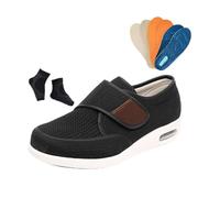 Summer Casual Mesh Breathable Adjustable Orthopedic Diabetic Sandals for Men, Fattening Widening Feet Walking Non-Slip Edema Sneakers, for Elderly, Swollen Feet, Plantar Fasciitis(Black,9 UK)