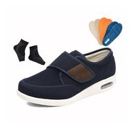 Summer Casual Mesh Breathable Adjustable Orthopedic Diabetic Sandals for Men, Fattening Widening Feet Walking Non-Slip Edema Sneakers, for Elderly, Swollen Feet, Plantar Fasciitis(Blue,10.5 UK)
