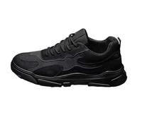 Summer Casual Shoes Men, Non-Slip Industrial Construction Shoes Lightweight Outdoor Walking Travel Sneakers Lace-Up Breathable Sport Shoe Slip On Soft Bottom Sneakers Workout Gym Trainers Shoe Black