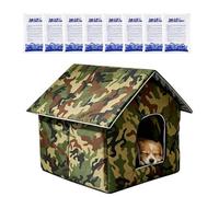 Summer Cat House with Ice Packs - Thermal Insulation 3 Layer Air Conditioning Pet House | 12.99x12.99x12.99 Inch Cooling Bed for Kitten Puppy Dog, Living Room Balcony Garden