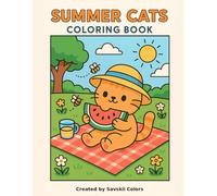 Summer Cats: Kawaii-Inspired Bold and Easy Coloring Book for Adults or Kids (Cats Doing Things: Kawaii Inspired Cat Coloring Book Series)