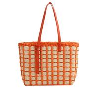 Summer Chic Casual Straw Bag Trendy Women Straw Purse Fashion Shopping Tote Bag Handmade Weaving Beach Bag 2024, Orange