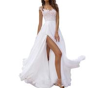 Summer Chiffon Wedding Guest Dress Lace Boho Bridal Gowns for Women Evening Prom Dresses Maxi Slit Bridesmaid Dress Gowns