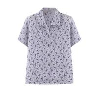 Summer Clothes Elderly Short Sleeve 80 Grandma 70 Thin Summer Dress Blouse Summer Modern Women's Shirt Button Down Classic Collar Blouse Basic Tank Top Work Office Chiffon Top, purple, XXXL
