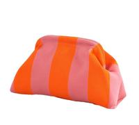 Summer Clutch Purses For Women, Dumpling Bag, Evening Bag, Dumpling Clutch Women's Woven Crochet Holiday Handbag Stylish Striped Bag Dinner Party, Pink / orange, Siehe Beschreibung