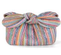 Summer Clutch Purses Women 2024 Knot Bow Top Handle Straw Crescent Handbag Vacation Beach Wallets Casual Pouch, C-multicolor, Clutch-handbags