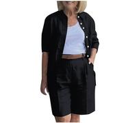 Summer Co Ord Sets for Women Two Piece Outfit Button Down Short Sleeve Shirt Blouse Top and Shorts With Belt Plus Size Ladies Lounge Wear Matching Sets Clothes for Going Out Holiday Beach Cycling