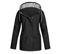 Summer Coats for Women Uk, Plus Size Raincoat for Women Rain Jackets Waterproof Breathable Windbreaker Outdoor Ladies Lightweight Coat Mothers Day Gifts,Black,S,U104K