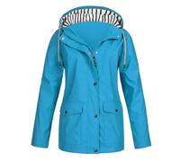 Summer Coats for Women Uk, Plus Size Raincoat for Women Rain Jackets Waterproof Breathable Windbreaker Outdoor Ladies Lightweight Coat Gifts for Wife,Sky Blue,L,U146K