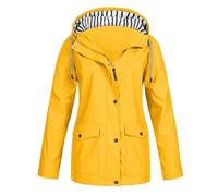 Summer Coats for Women Uk, Women's Rain Jacket Lightweight Hooded Rain Coat Ladies Functional Waterproof Jackets Windbreaker Breathable Active Outdoor Coats Gifts for Mum,Yellow,S,U160K