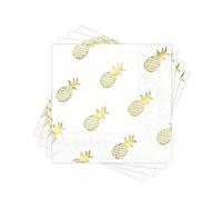 Summer Cocktail Napkins Paper, 60PCS 2-Ply Disposable Decorative Gold Foil Pineapple Beverage/Dessert Napkins for Tropical Party, Table Decor. Folded 5 x 5 In.