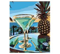 Summer Cocktail Paint by Numbers for Adults,DIY Paint by Numbers Kits for Adults Kids on Canvas with Brushes and Acrylic Pigment Oil Painting Kits Home Decor Painting Gift -Without Frame,16x24 inch
