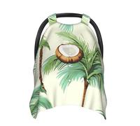 Summer Coconut Tree Baby Car Seat Canopy Cover, Multi Use Breathable Nursing Breastfeeding Covers for Mom Soft Stroller Sun Shade Newborn Shower Gift