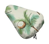 Summer Coconut Tree Bike Seat Cover for Men Women Water Repellent Exercise Bike Seat Cushion Adjustable Bicycle Seat for Outdoor Biking