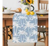Summer Coconut Tree Blue Table Runner 72 Inches Long,Table Runners Kitchen Dining Tables Decoration for Home Party Decor, Tropical Plants Seamless Tables Runner Wedding Dresser Scarf