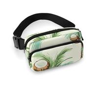Summer Coconut Tree Fanny Pack for Women Men Waist Bag Belt Bag Adjustable Casual Bag for Travel Sports Hiking, white, 7.9x5.1inches