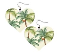 Summer Coconut Tree Leather Earrings for Women Heart Dangle Earrings Lightweight Drop Earring Jewelry Gift