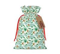 Summer Coconut Tree Print Drawstring Gift Reusable Eco-Friendly Bags Pouches For Birthday Party Favors