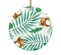 Summer Coconut Tree Print Personalized Christmas Ceramic Ornaments,Christmas Tree Decorations,Souvenir,Fun Ornaments