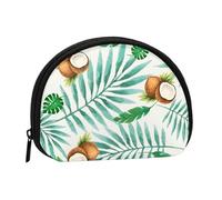 Summer Coconut Tree Print Portable Mini Storage Bag Shell Shaped Wallet Small Coin Wallet Shell Storage Bag