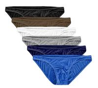 Summer Code Mens Basic Bikini Briefs Pack Low Rise Ice Silk Underwear