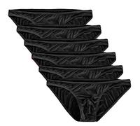 Summer Code Mens Basic Bikini Briefs Pack Low Rise Ice Silk Underwear, Large, 6-pack Black