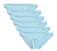 Summer Code Mens Basic Bikini Briefs Pack Low Rise Ice Silk Underwear, Large, 6-pack Light Blue