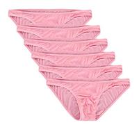 Summer Code Mens Basic Bikini Briefs Pack Low Rise Ice Silk Underwear, Small, 6-pack Pink