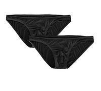 Summer Code Mens Basic Bikini Briefs Pack Low Rise Ice Silk Underwear, X-Large, 2-pack Black