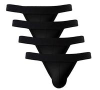 Summer Code Mens Cotton Briefs Sexy Bikini Ultra Soft Breathable Underwear, 4-pack Black, L