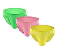 Summer Code Men's Low Rise Hip Briefs Ice Silk Bikini Underwear Ultra-Thin Sweat Absorbing Panties