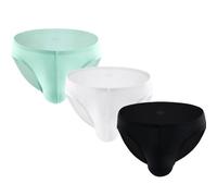 Summer Code Men's Low Rise Hip Briefs Ice Silk Bikini Underwear Ultra-Thin Sweat Absorbing Panties