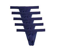 Summer Code Mens Micro Mesh Stretch Thong T-Back Sexy Underwear, 5-pack Royal Blue, XXL