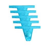 Summer Code Mens Micro Mesh Stretch Thong T-Back Sexy Underwear, 5-pack Sky Blue, XL