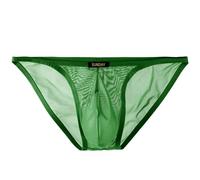 Summer Code Mens Sheer Briefs Mesh Lightweight Underwear Comfortable Low Rise Underpants for Men, Green, XX-Large