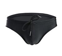 Summer Code Mens Solid Swim Briefs Drawstring Bikini Sport Swimsuit Black