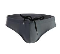 Summer Code Mens Solid Swim Briefs Drawstring Bikini Sport Swimsuit Grey