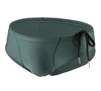 Summer Code Mens Swim Briefs Bikini Sport Swimwear Bathing Suit Solid Sexy Swimsuit with Drawstring Dark Green
