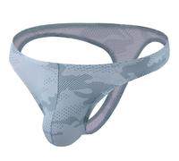 Summer Code Men's Thong G-String Underwear Micro Mesh Bulge Pouch Thong Panties Soft Stretch Bikini T-Back Underwear, Green, L