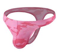 Summer Code Men's Thong G-String Underwear Micro Mesh Bulge Pouch Thong Panties Soft Stretch Bikini T-Back Underwear, Pink, M