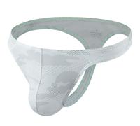Summer Code Men's Thong G-String Underwear Micro Mesh Bulge Pouch Thong Panties Soft Stretch Bikini T-Back Underwear, Grey, XL