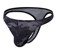 Summer Code Men's Thong G-String Underwear Micro Mesh Bulge Pouch Thong Panties Soft Stretch Bikini T-Back Underwear, Black, L