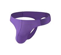 Summer Code Mens Thong G-String Underwear Stretchy Airy Under Panties Male Solid Bikini T Back Pants, Purple, XXL