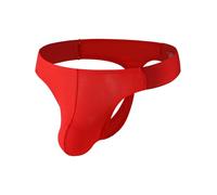 Summer Code Mens Thong G-String Underwear Stretchy Airy Under Panties Male Solid Bikini T Back Pants, Red, L