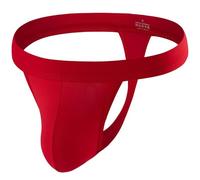 Summer Code Men's Thong T-Back Undewear Low Rise G-String Bikini Soft Waistband Under Panties, Red, Large