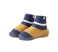 Summer Comfortable Infant Toddler Shoes Stripes Child Interlocking Breathable Floor Trainers, yellow, 4 UK Child